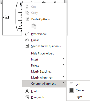 Column Alignment in Word 365