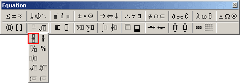 Full-size vertical fraction in Word 2003