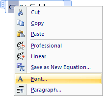 Font in Word 2007