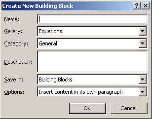 Create New Building Block in Word 2007