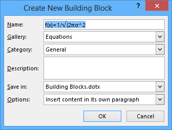 Create New Building Block in Word 2013