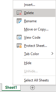 Delete tab in popup menu Excel 365