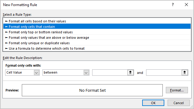 New Formatting Rule in Excel for Microsoft 365 New Formatting Rule in Excel 365