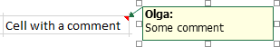 Indicator and comments in Excel 2016