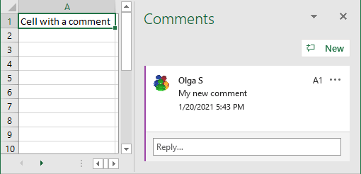No comments indicator in Excel for Microsoft 365 No comments indicator in Excel 365