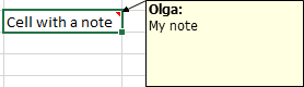 Notes indicator in Excel 365