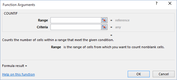 Insert Function Excel 2016