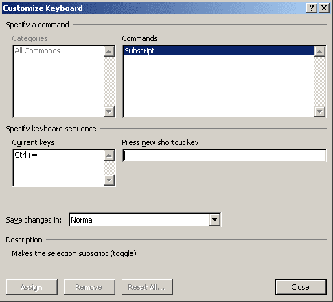 Customize Keyboard in Word 2007