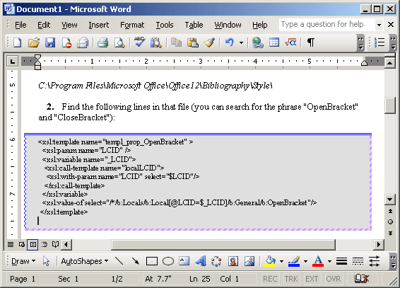 paragraph Borders and Shading example Word 2003