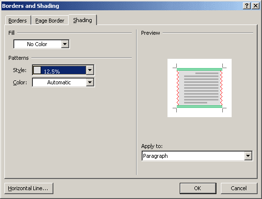 Shading in Word 2007