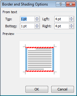 Borders and Shading Options Word 2010