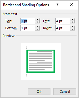 Borders and Shading Options Word 365