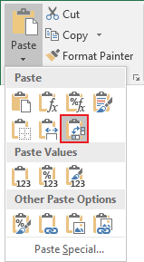 Clipboard group in Excel 2016