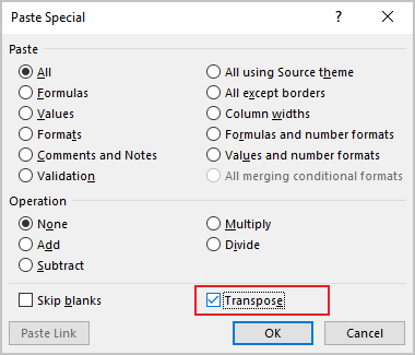 Paste Special in Excel 365