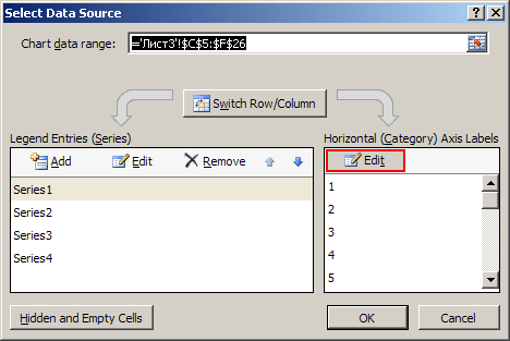 Select Data Source in Excel 2007