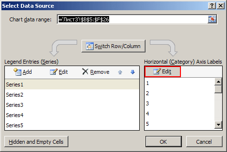 Select Data Source in Excel 2007