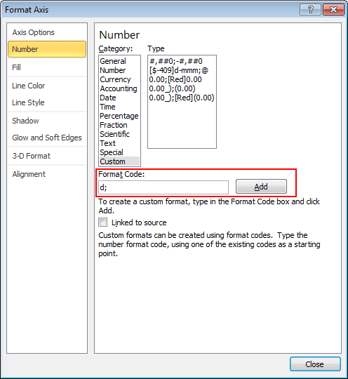 Add Format Code in Excel 2010