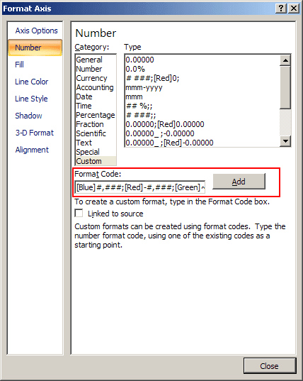 Format Axis Excel 2007