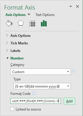 Format Axis in Excel 2016