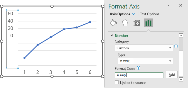 Hide negative values in Excel 365