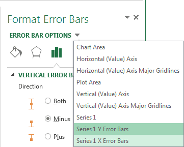 Format Error Bars popup in Excel 2013