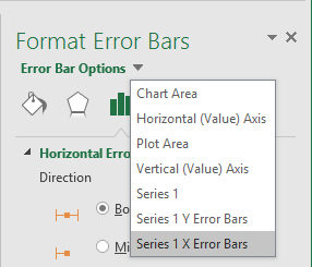 Format Error Bars popup in Excel 2016