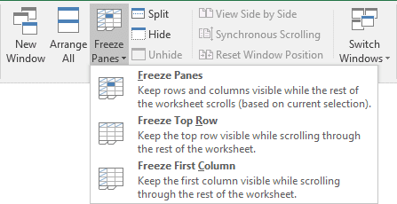 Freeze Panes in Excel 2016 Freeze Panes in Excel 2016