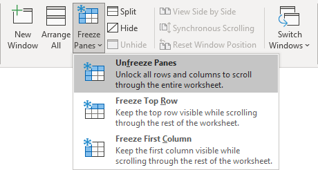 Unfreeze Panes in Excel for Microsoft 365 Unfreeze Panes in Excel 365