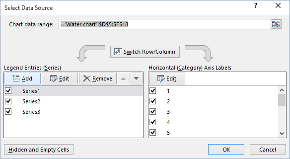 Select Data Source in Excel 2016