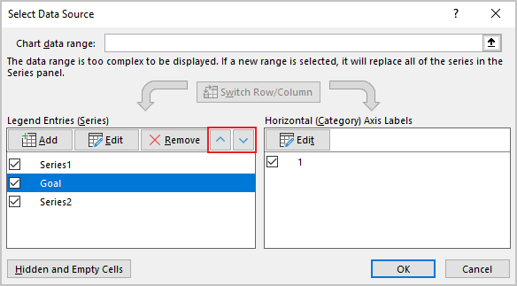 Move Up and Move Down in Select Data Source Excel 365