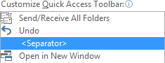Separator in Quick Access Toolbar Outlook 2016