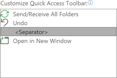 Separator in Quick Access Toolbar Outlook 365