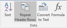 Repeat Header Rows in Word 2016