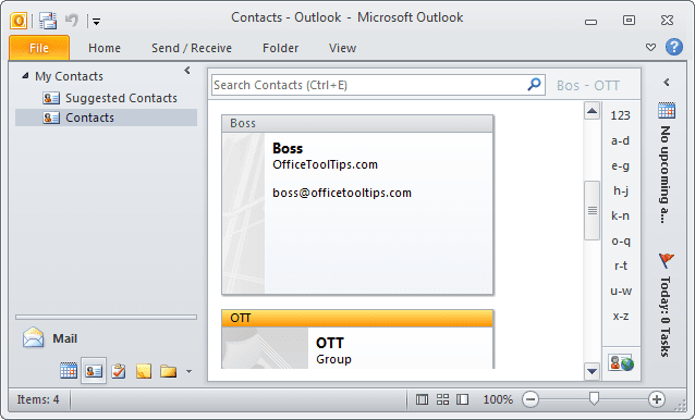 Contacts Outlook 2010