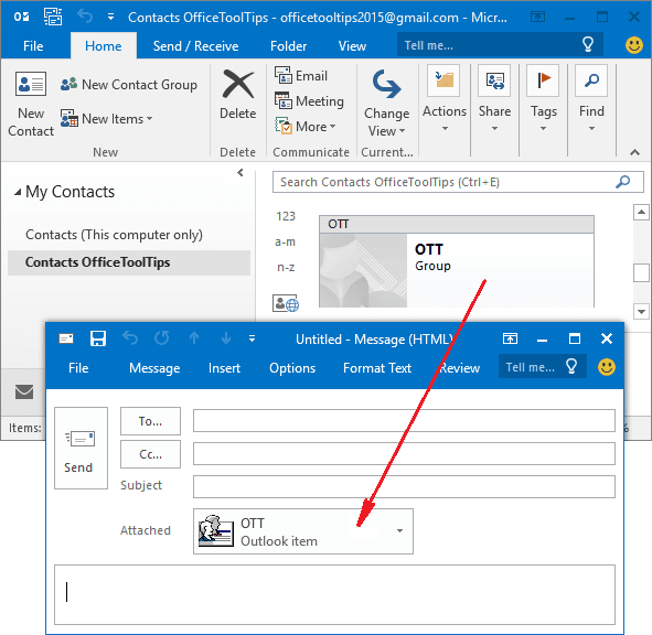 can i share a contact list in outlook