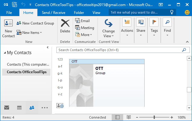 Contacts Outlook 2016 Contacts Outlook 2016