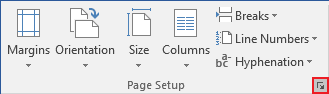 Page Setup in Word 2016