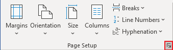 Page Setup in Word 365