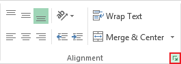 Alignment in Excel 2013
