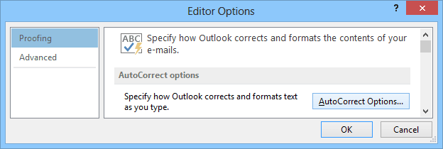 Proofing in Outlook 2013