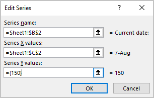 Edit Series dialog box in Excel 365