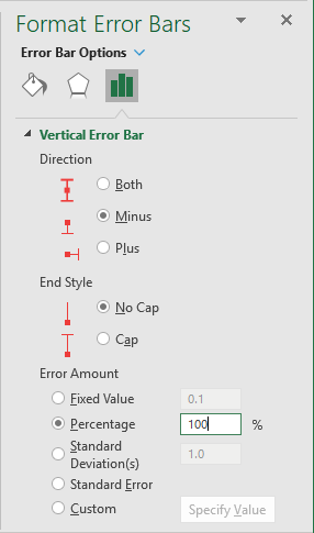 Format Error Bars pane in Excel 365