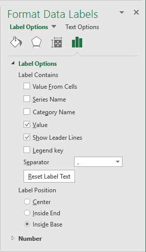 Format Data Labels in Excel 2016