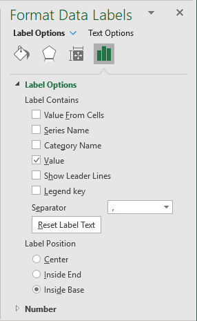 Format Data Labels pane in Excel 365