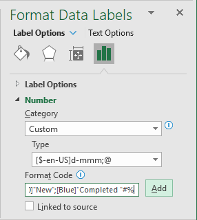 Number in Format Data Labels pane Excel 365