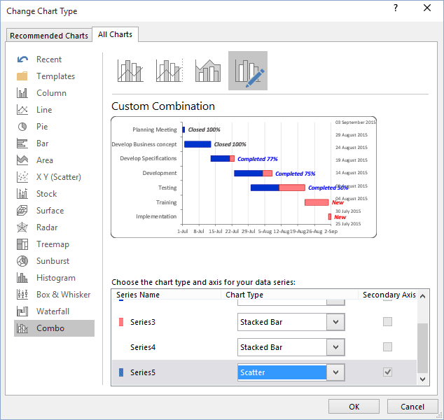 Change Chart Type in Excel 2016