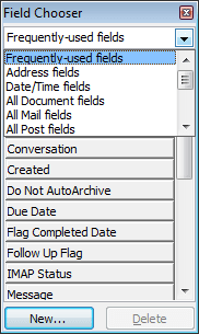 Field Chooser list-box in Outlook 2010