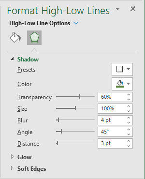 Format High-Low Lines effects in Excel 365