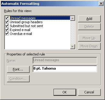 Automatic Formatting in Outlook 2003
