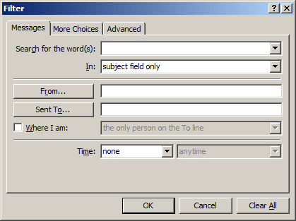 Filter Formatting in Outlook 2007